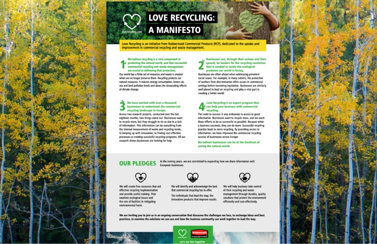 RUBBERMAID RELEASES LOVE RECYCLING MANIFESTO 